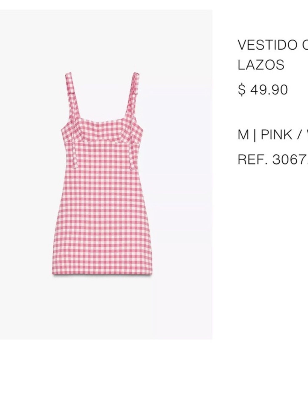 Zara Pink Gingham Tie-Shoulder Mini Dress - Picture 3 of 3